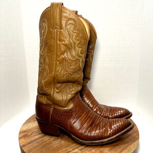 Justin 9031 Vintage Teju Lizard Cowboy Boots Mens 7.5 D Rodeo‎ Western